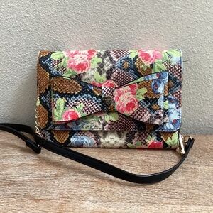 betsy johnson flower and snakeskin purse
